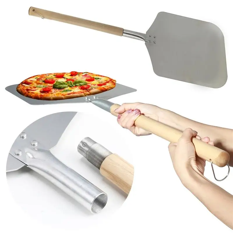 Алюминиевая Лопата для очистки пиццы с деревянной ручкой Сырная лопатка торта
