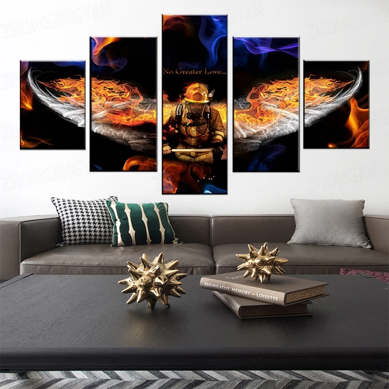 Модульная фотографии 5 панелей пожарный картина маслом на холсте не более
