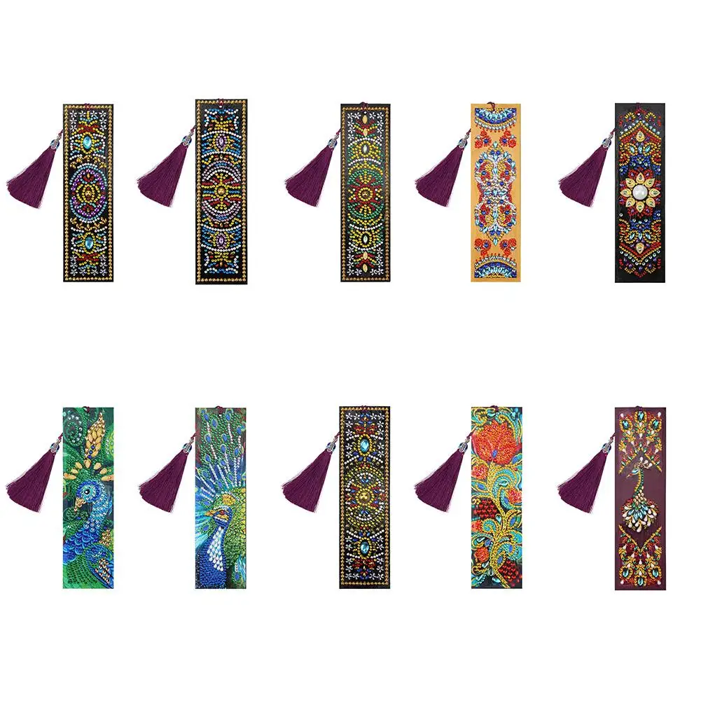 

5D DIY Diamond Painting Leather Bookmark Tassel Book Marks Page Mark For Books Special Shaped Diamond Embroidery DIY Craft Gift