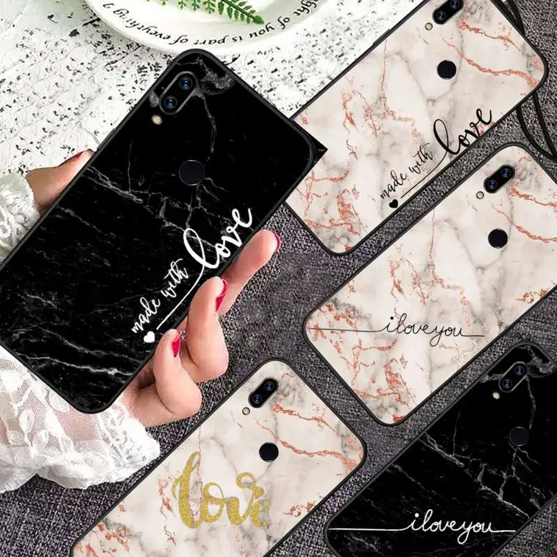 

Custom Marble love letter Name Phone Case For Xiaomi Redmi note 7 8 9 11 i t s 10 A poco f3 x3 pro lite funda shell coque cover