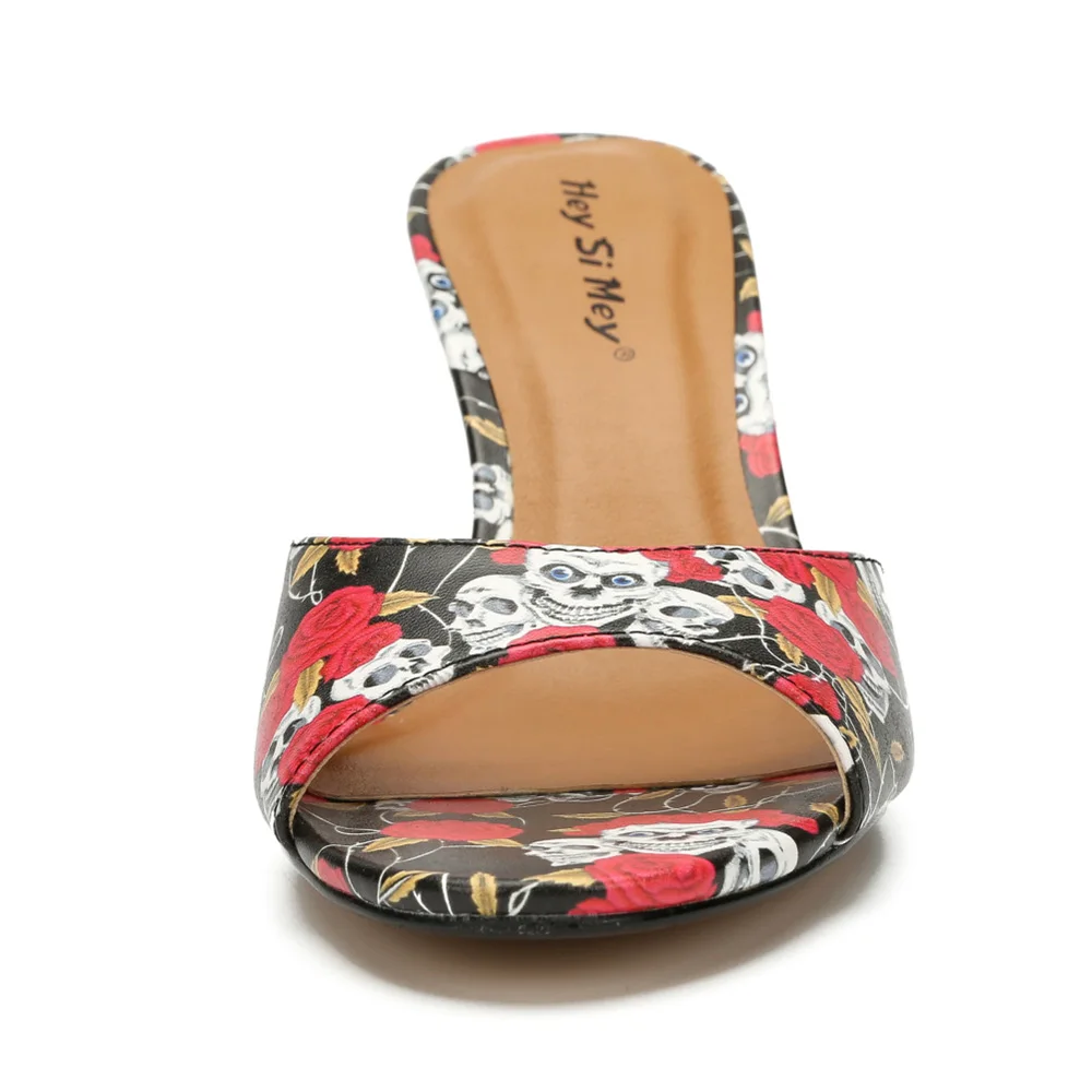 Summer Womens Slippers Sexy Platform Sandals Pu Leather Slippers for Girls High Heel 8cm Casual Sports Fitness Ladies Shoe Black