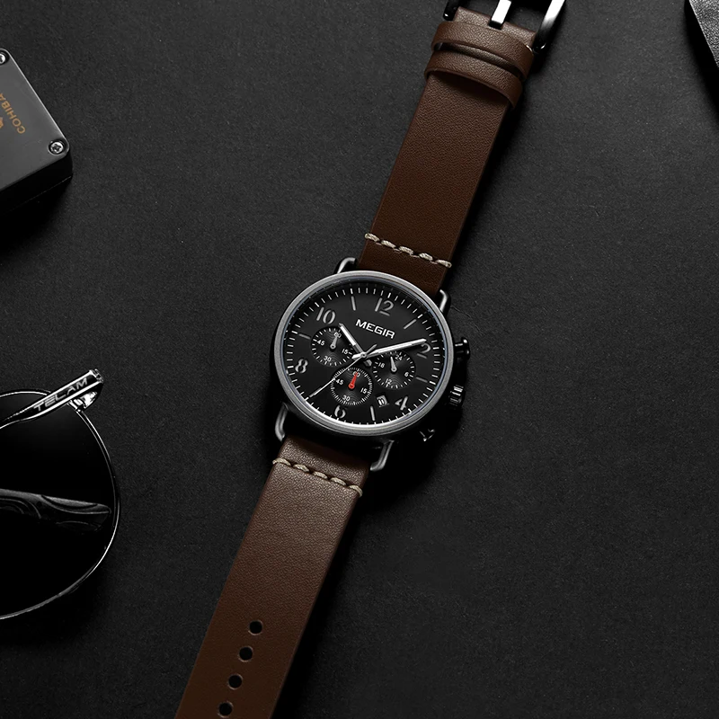 Часы наручные MEGIR Мужские кварцевые модные спортивные брендовые Роскошные