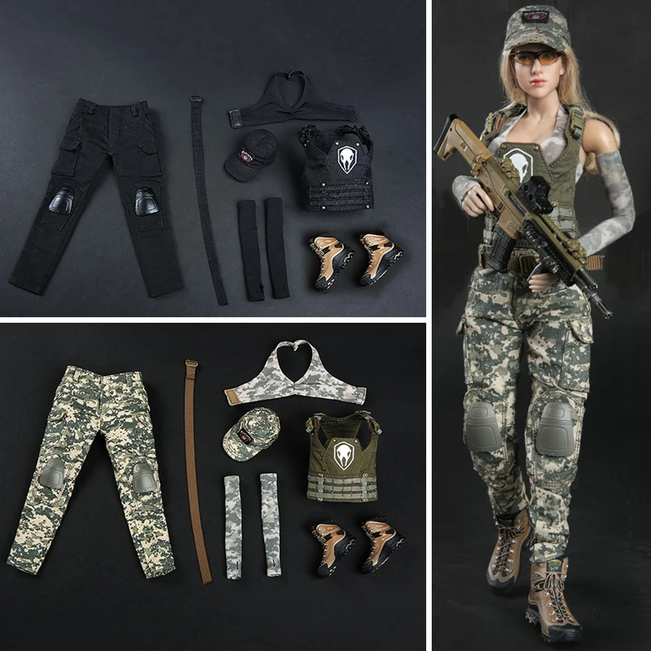 

Fire Girl Toys 1/6 FG048 Tactical Girl Shooter Camo Suit Clothes Set Female Soldier Costume Model Fit 12 inch Action Figure