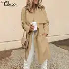 2021 Celmia женские кардиганы с длинным рукавом, модные куртки, длинные пальто, Осенние плиссированные повседневные офисные пальто с карманами и лацканами, уличная одежда