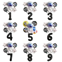6pcslot 30inch black number foil balloons astronaut happy birthday decoration outer space theme galaxy party supplies kids toy