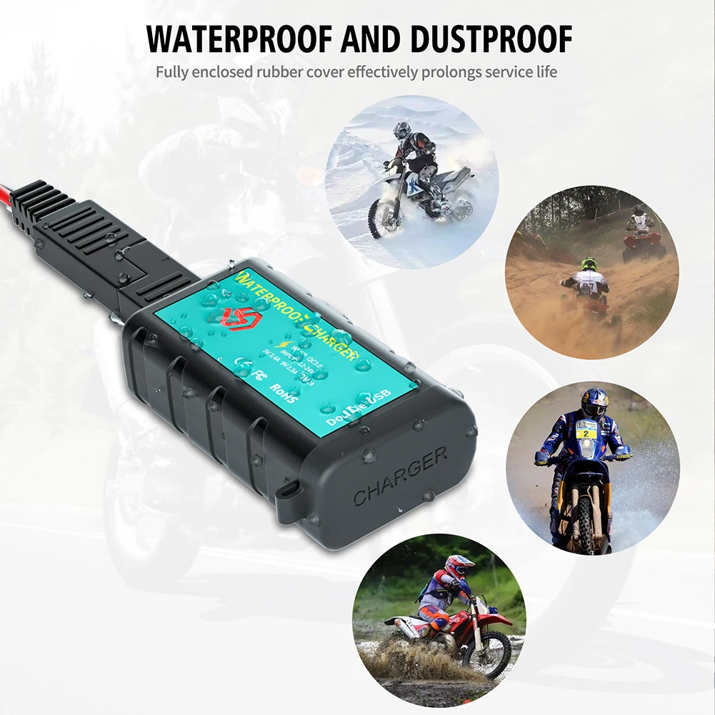 

Motorcycle USB Charger SAE to USB Adapter 2.1a/2.4A Type-C Voltmeter ON/Off Switch Waterproof Quick Disconnect Plug Motorcyles