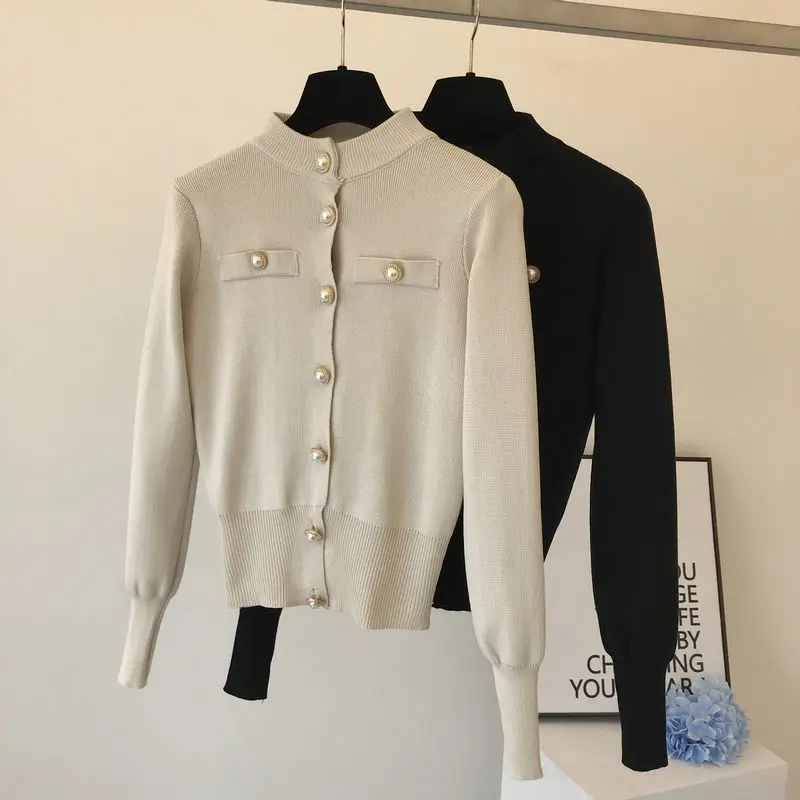 Женский однобортный свитер Amolapha однотонный вязаный джемпер на пуговицах с