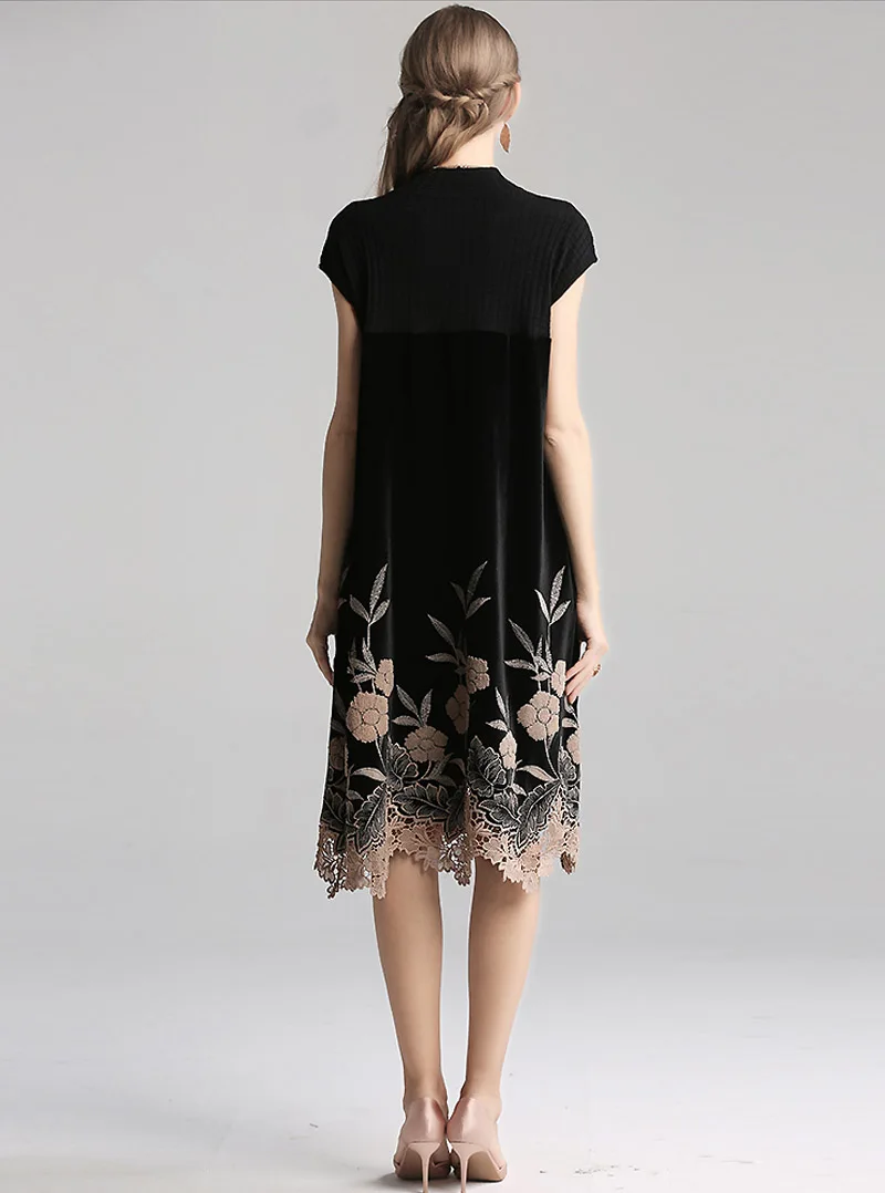 Осеннее и зимнее бархатное вязанное платье Инди фолк Стиль Ретро Вышивка