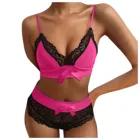 Сексуальное нижнее белье, женский кружевной бюстгальтер на бретельках с V-образным вырезом, сексуальный комплект нижнего белья, кружевной бюстгальтер с бантом, шорты, пижамный комплект, эротическое нижнее белье, Экзотический костюм