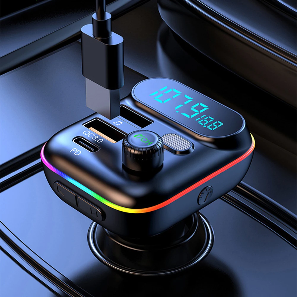 Автомобильный FM-передатчик Bluetooth 5 0 PD 20 Вт Type-C 2 порта USB3.0 зарядное устройство для