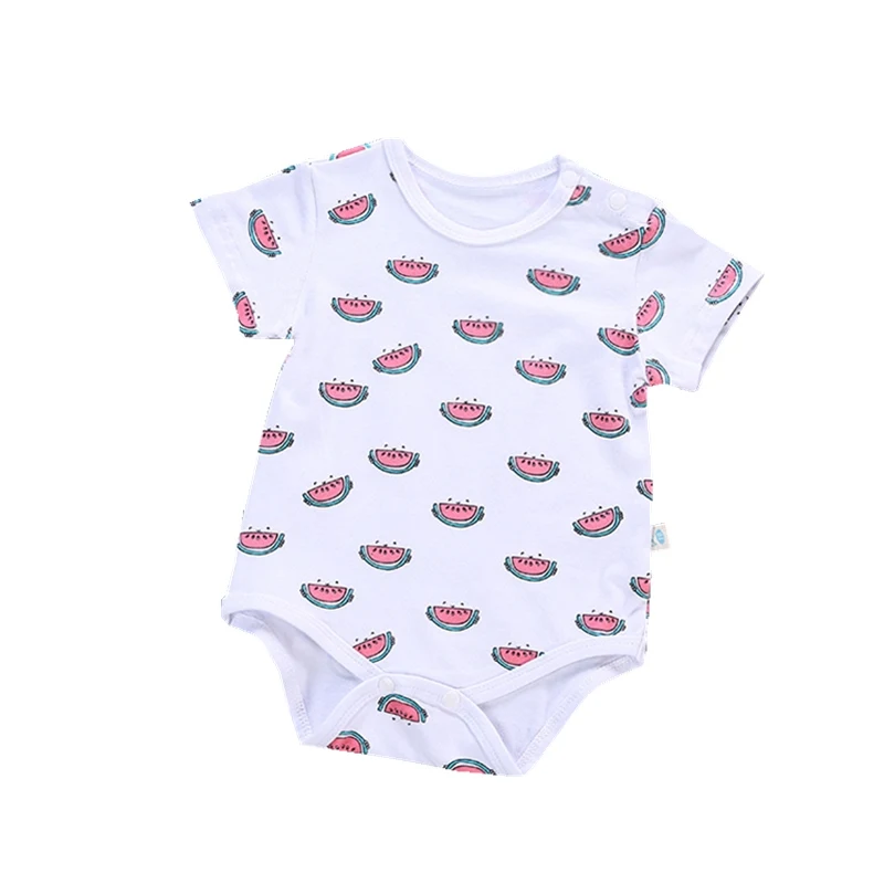 

Детский комбинезон унисекс с короткими рукавами; Милый Летний костюм с принтом арбуза; комбинезон с фруктовым узором; хлопковая одежда для ...