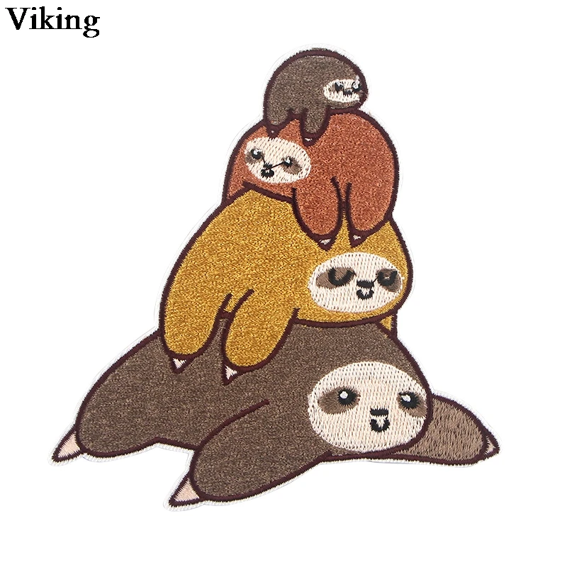 

Cute Sloth Cartoon Embroidered Patches Sew On Patch Stripe Badge Backpack Jacket T-shirt Patch Diy Sewing Fabric Applique G0756