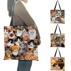 Многофункциональная Экологически чистая большая Повседневная Сумка-тоут для покупки продуктов, мультяшный 3D милый кот, многоразовая Складная Повседневная Дамская сумочка