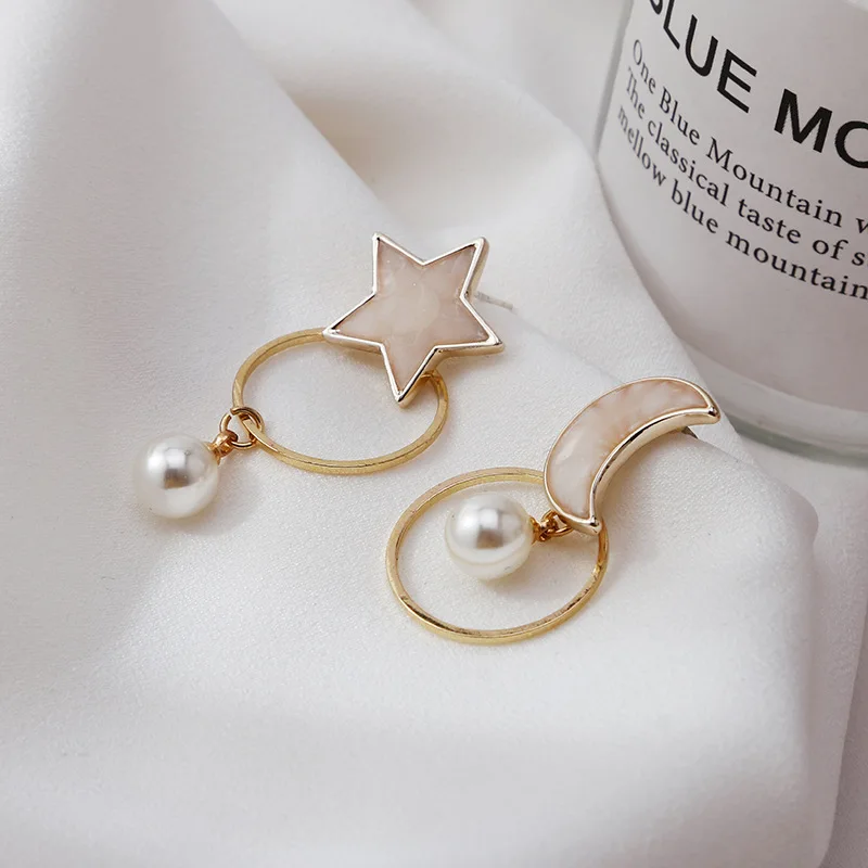 

Dangle Earrings Fashion Jewelry 2020 Geometric Ring Pearl Pendant Star Moon Personality Cute Earrings
