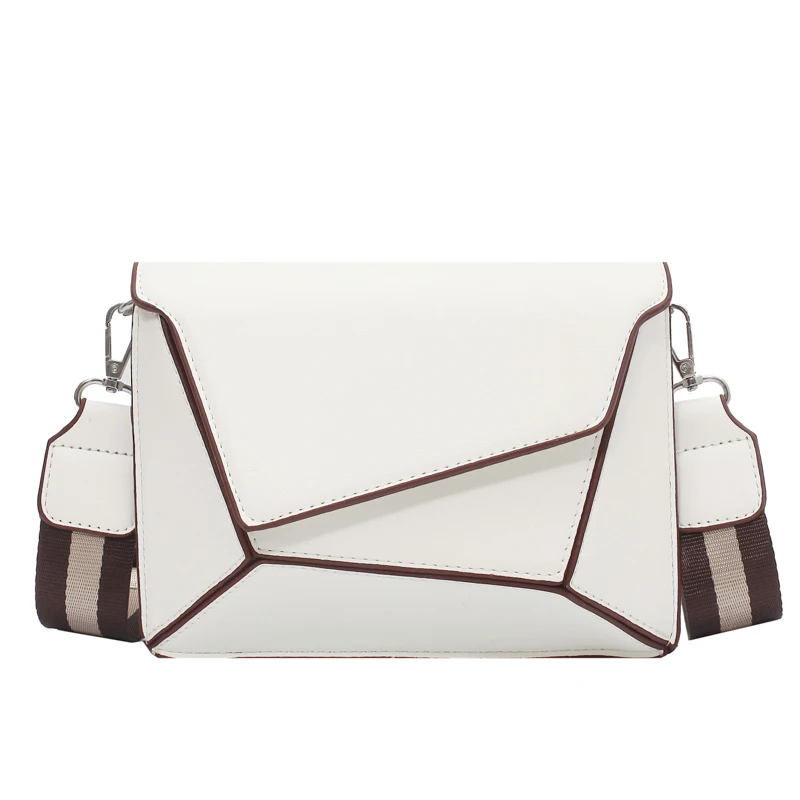 

Splicing Square Crossbody bag 2021 New Quality Matte Leather Women's Designer Handbag Wide Shoulder strap Shoulder Messenger Bag