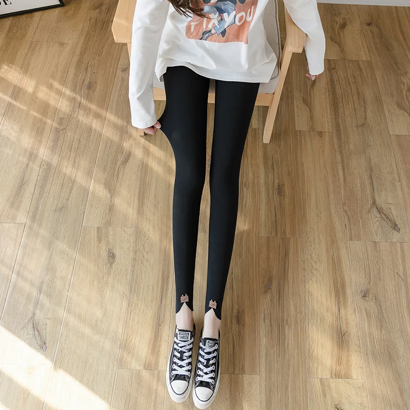 INITIALDREAM Keep Warm Thick Velvet Winter Leggings Women 2021 Solid Color Slim Large Size Cotton Pants Female Outwear