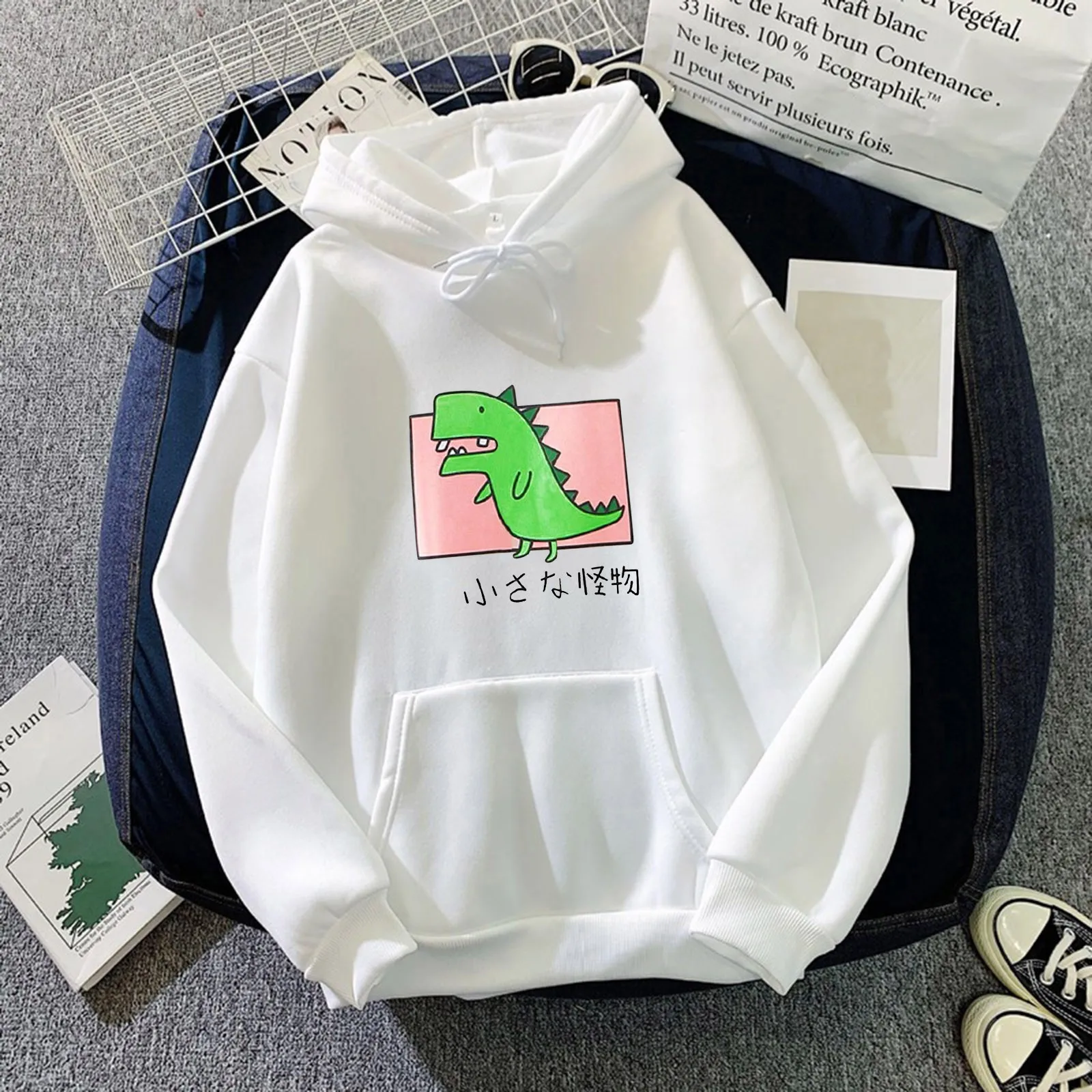Koean Style 2021Women's kawaii anime Print Long-sleeved Sweatshirt  Casual aesthetic Pullover худи оверсайз