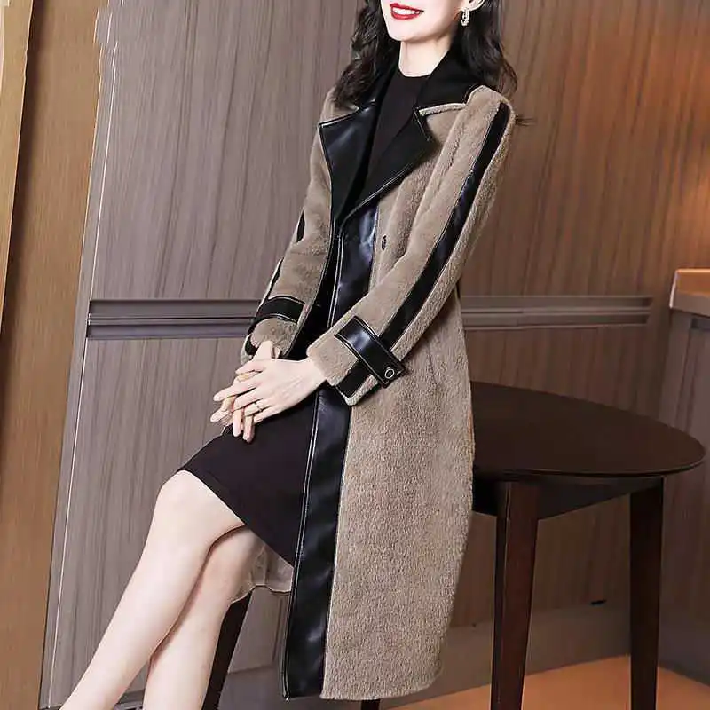 

2020 winter new long fur coat plush Mao Mao thick coat women trench coat for women Streetwear Polyester Cotton Long