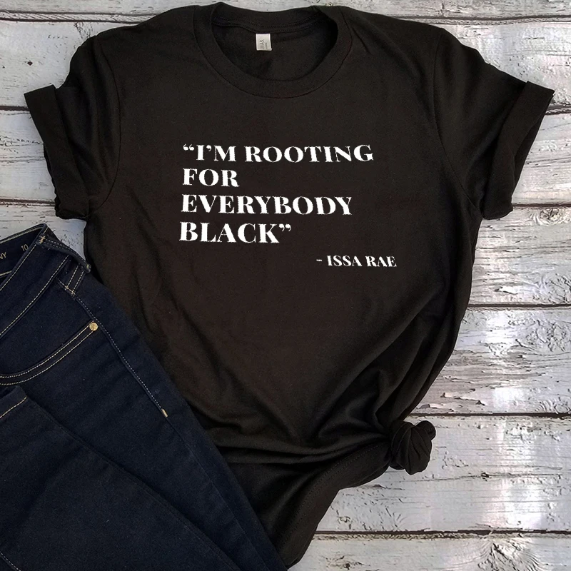 

Женская винтажная черная рубашка с надписью «I'm Rooting for All»