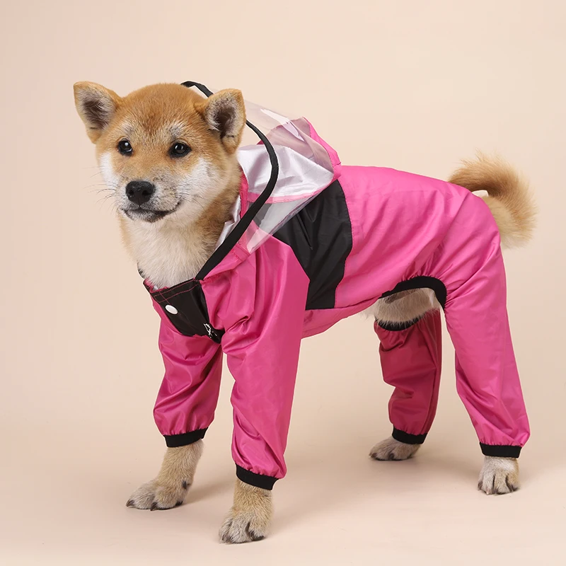 Transparent Mask Hooded Dog Rain Coat For Small Dogs Large Dogs Green Dropship Suppliers