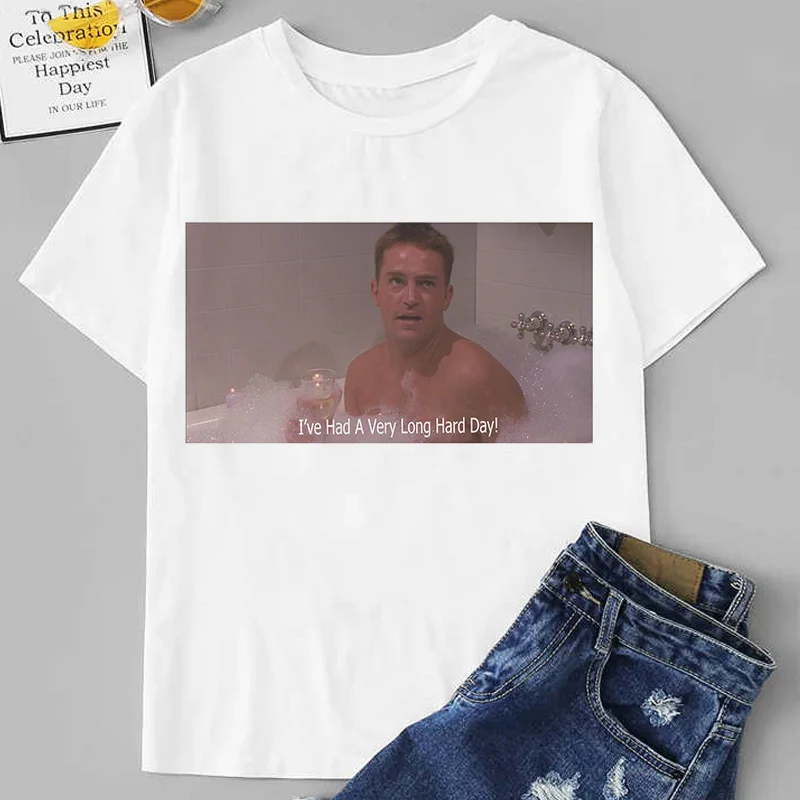 Женская футболка с принтом Friends Chandler летняя уличная Футболка ванны Харадзюку