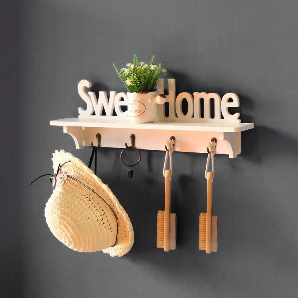 Полки для шляп ключницы 4 крючка полка хранения настенная домашняя с надписью Sweet