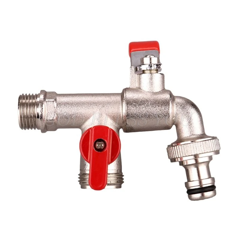 Водопроводный кран с двойным клапаном 90 градусов прочный латунный ручной