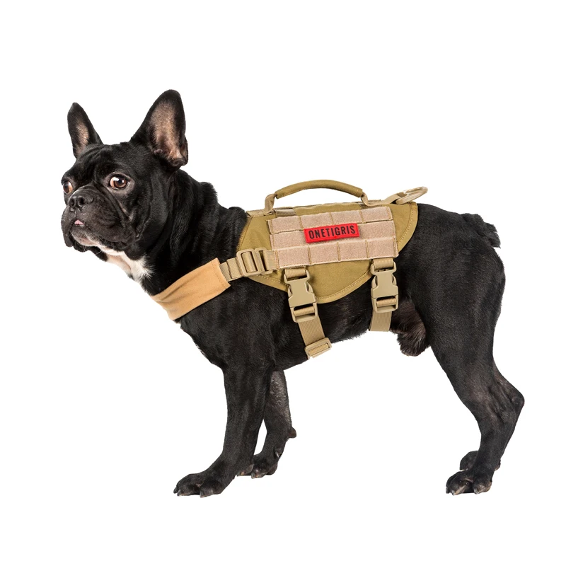 OneTigris MOLLE Small Sized Dog Vest for Walking Hiking Training K9 Harness with Treat Tote Pouches Service | Спорт и развлечения