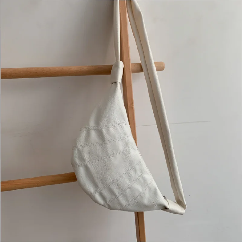 

Women Crossbody Bags Soft Pu Leather Solid Color Large Capacity Waist Bag Casual Messenger Bags