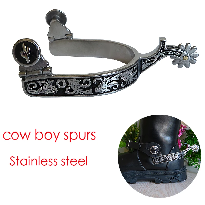 Бесплатная доставка ковбойские Шпоры из нержавеющей стали с цветами и шпулей