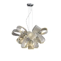 chrome g9 led artistic glass stainless steel hanging lamps chandelier lighting suspension luminaire lampen lustre for foyer