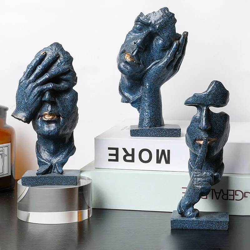 

Vintage Thinker Statue Home Decoration Sculpture Resin Figurines With Crystal Base Wine Cabinet Decor Furnishings New Year Gifts