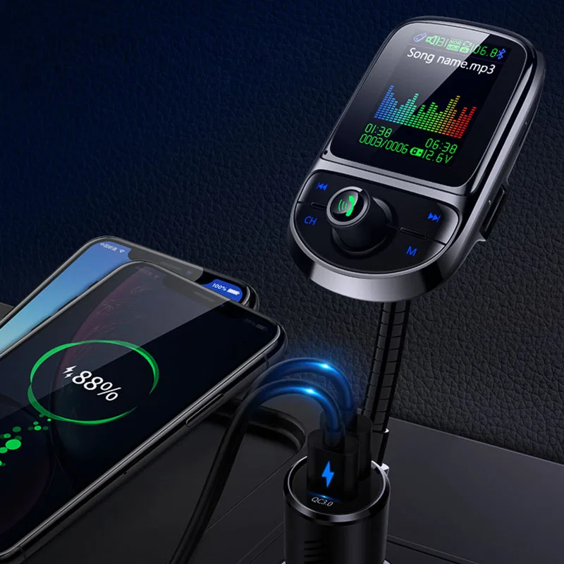 

Car MP3 Player Multifunctional Bluetooth Receiver QC3.0 Flash Charging Car Charger Cigarette Lighter Usb Car FM Transmitter