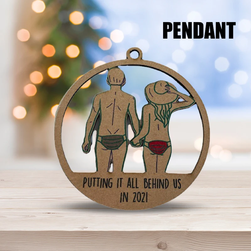 

Разместите все позади нас в 2021 году, креативная деревянная резьба, подвесное украшение, Автомобильное зеркало заднего вида, подвеска на рож...