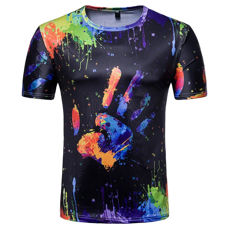 

New product men's short sleeve 3d printing interesting graffiti clothing summer casual T-shirt unisex fashion round neck top 168
