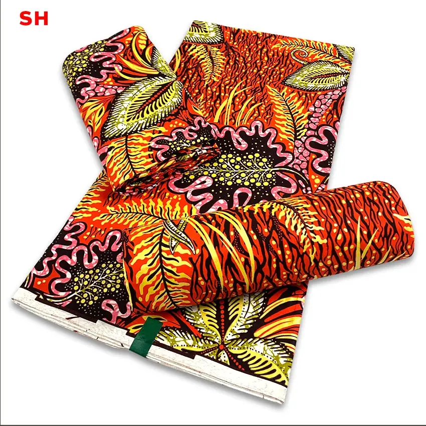 

Exquisite Style Soft Cotton African Real Golden Wax Prints Fabric Hot Wax Cotton for Patchwork Fabric H210610
