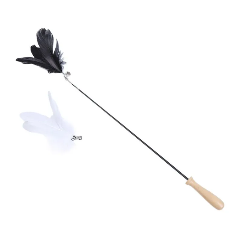 

Interactive Pet Cat Feather Toy Feather Teaser Stick Two-section Telescopic Rod Feather Bell Cat Stick Replacement Headgear