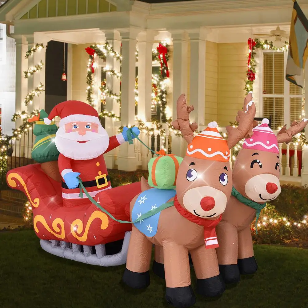

213cm Iatable Santa Claus Christmas Reindeer Outdoor LED Light Christmas Iatable Toy Garden Decoration