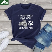 100 cotton i like motorcycles and dogs and maybe 3 people funny tee shirt womens harajuku t shirt 90s kawaii girls clothes tops