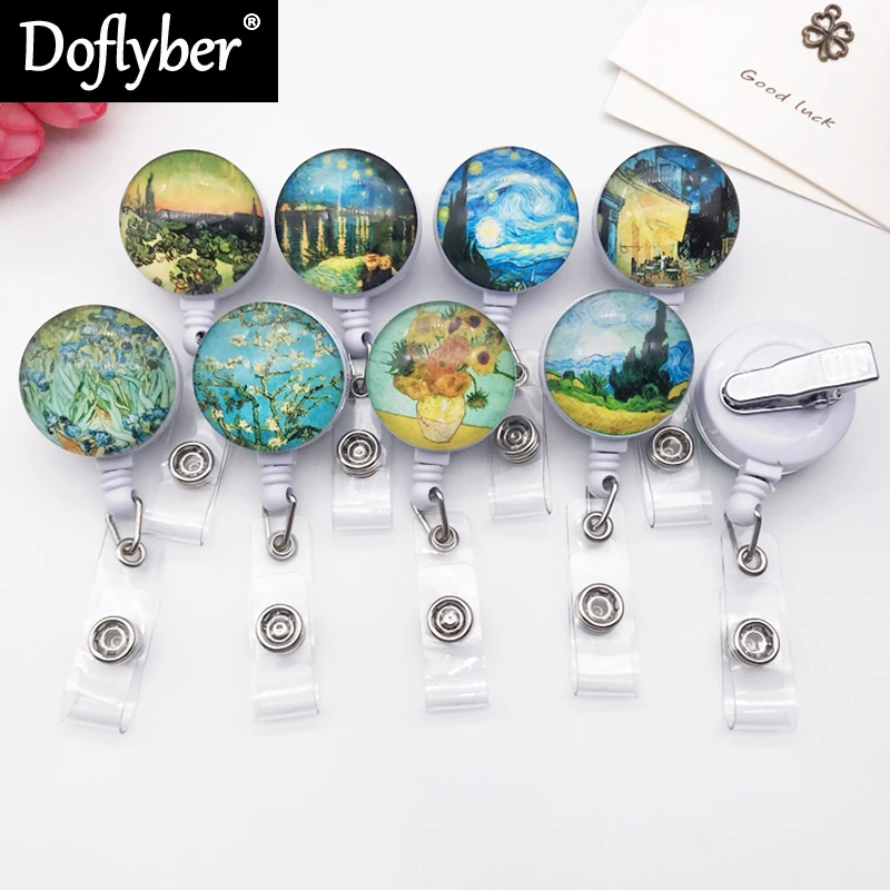 Выдвижной Значок Ван Гог с подсолнухами для медсестер и врачей бейдж именной