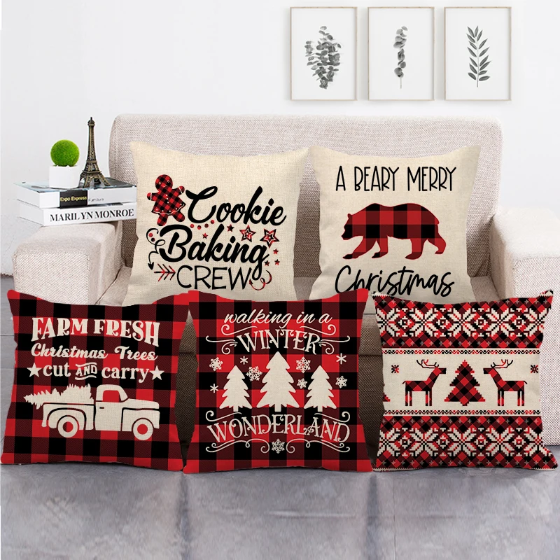 45 см * красная клетчатая подушка в британском стиле Рождественский дизайн