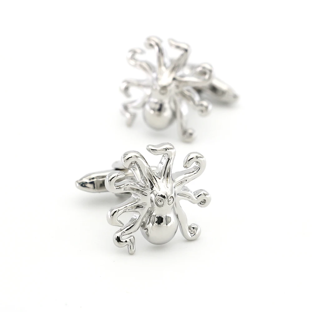 

Free Shipping Men's Cufflinks Octopus Design Silver Color Quality Copper Cuff Links Wholesale&retail