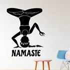 Виниловая наклейка на стену для йоги, Цветочный знак Om, Женская подставка для головы, намаст, наклейки для домашнего декора, новый дизайн, самоклеющийся виниловый плакат