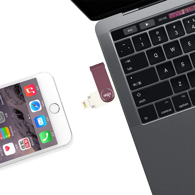 Aigo 128G 360 ° поворотный застревающий точечный дизайн pendrive для iphone ipad usb 3 1