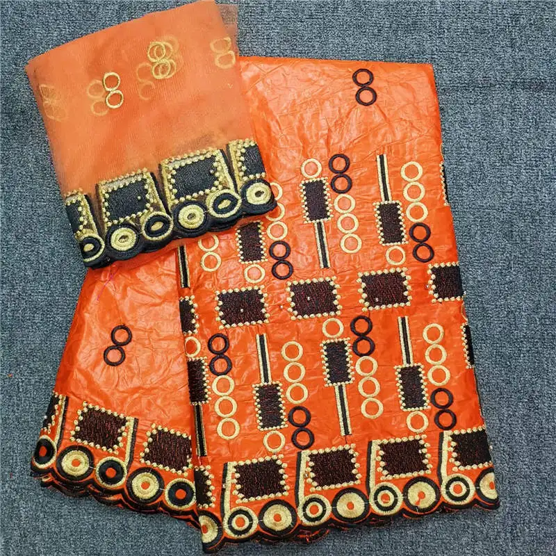 

New Design Black Embroidered Bazin Riche 5+2 Yards Tulle Lace Set African Bazin Fabric For Women Dress! HLF8256