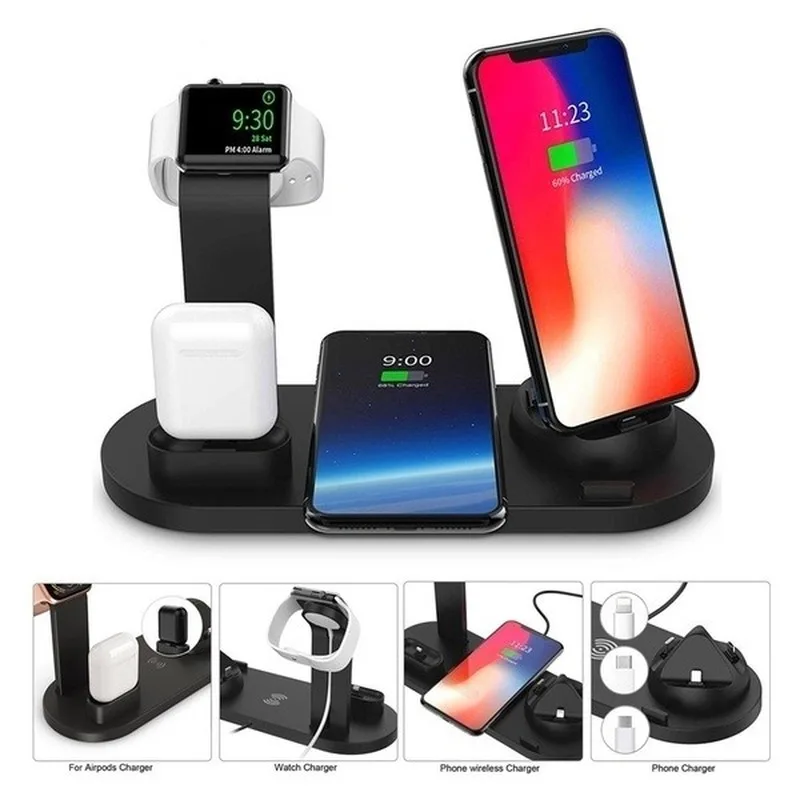 Newest 3 in 1 Charging Stand for iPhone Airpods Apple Watch micro Type-c phone Rotatable Charger Multi Function | Мобильные телефоны