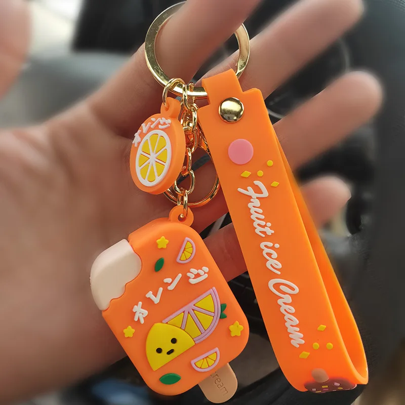 

Creative Cartoon Ice Cream Keychain Lovely contracted Backpack Car Key Accessories Couple's Charm Keyring Pendant Creative Gift