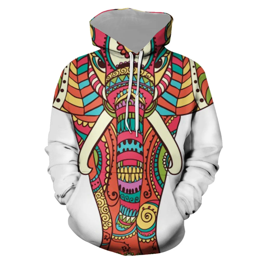 Толстовка с капюшоном 3D принтом мамонта Сезон осень Мужская толстовка большого