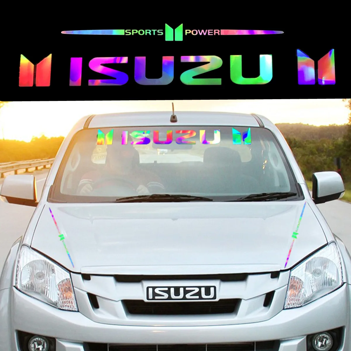 

Car Laser ISUZU Reflective Stickers Auto Parts Motors Car Front Windshield Side Window Decal Stickers for ISUZU
