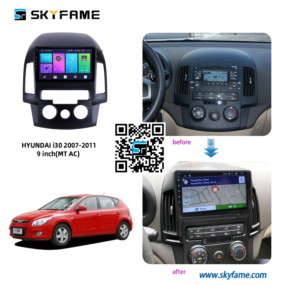 SKYFAME Автомобильная рамка-адаптер для HYUNDAI i30 2007-2011 Android Радио Аудио приборная